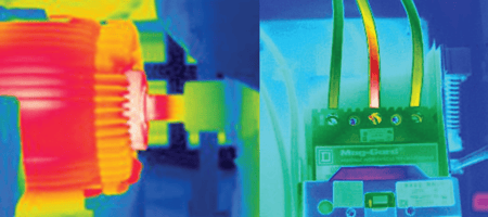 image showing the thermal imaging of an electrical component and a mechanical equpment